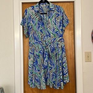 KENZO Paris Floral Dress Abstract Flower Print bird of paradise Summer silk 34